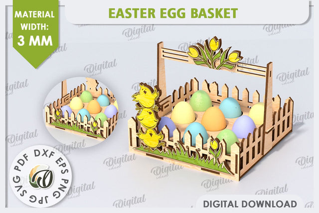 Easter Egg Basket Laser Cut. Egg Holder. 3D Easter Box SVG SVG Evgenyia Guschina 