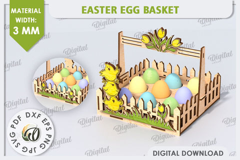 Easter Egg Basket Laser Cut. Egg Holder. 3D Easter Box SVG SVG Evgenyia Guschina 