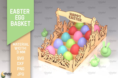 Easter Egg Basket SVG. Easter Egg Holder Laser Cut SVG Evgenyia Guschina 