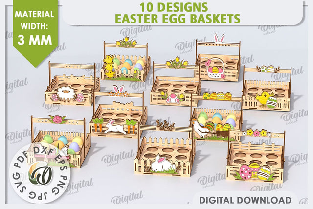 Easter Egg Baskets Laser Cut Bundle. Egg Holders SVG SVG Evgenyia Guschina 