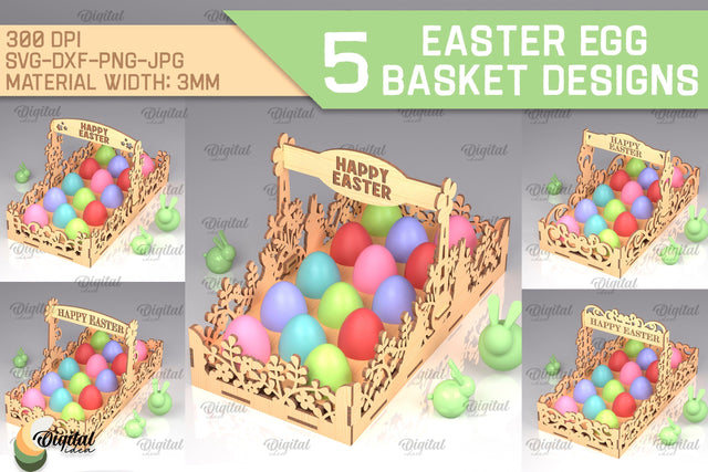 Easter Egg Baskets SVG Bundle. Easter Egg Holders Laser Cut SVG Evgenyia Guschina 