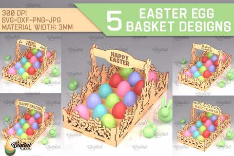 Easter Egg Baskets SVG Bundle. Easter Egg Holders Laser Cut SVG Evgenyia Guschina 