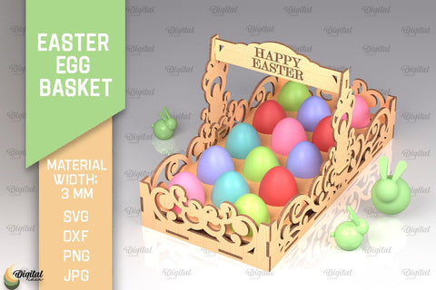 Easter Egg Baskets SVG Bundle. Easter Egg Holders Laser Cut SVG Evgenyia Guschina 