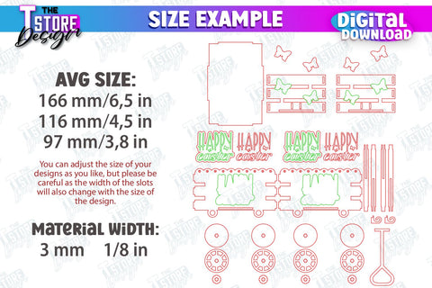 Easter Egg Cart Bundle | Easter Egg Holder | Candy Treat Box | Easter Bunny | CNC Files SVG The T Store Design 