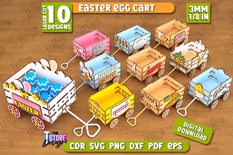 Easter Egg Cart Bundle | Easter Egg Holder | Candy Treat Box | Easter Bunny | CNC Files SVG The T Store Design 