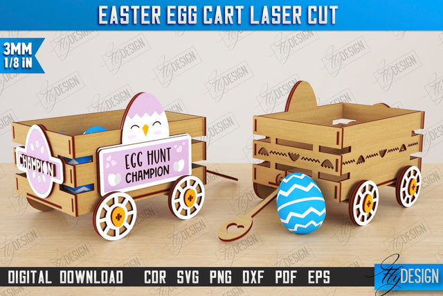 Easter Egg Cart | Easter Egg Holder | Candy Treat Box | Easter Bunny | CNC File SVG Fly Design 