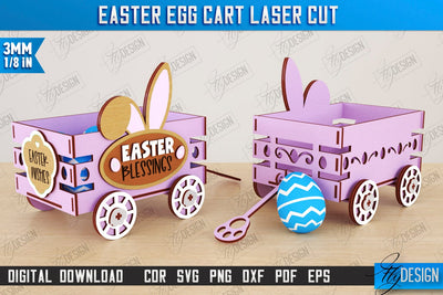 Easter Egg Cart | Easter Egg Holder | Candy Treat Box | Easter Bunny | CNC File SVG Fly Design 