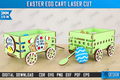 Easter Egg Cart | Easter Egg Holder | Candy Treat Box | Easter Bunny | CNC File SVG Fly Design 