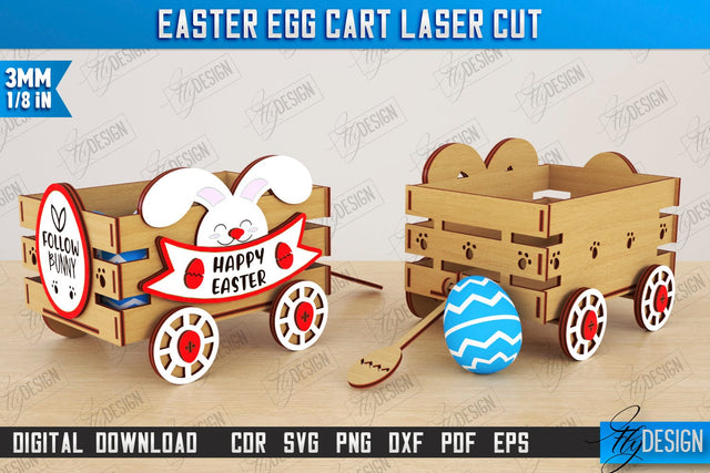 Easter Egg Cart | Easter Egg Holder | Candy Treat Box | Easter Bunny | CNC File SVG Fly Design 