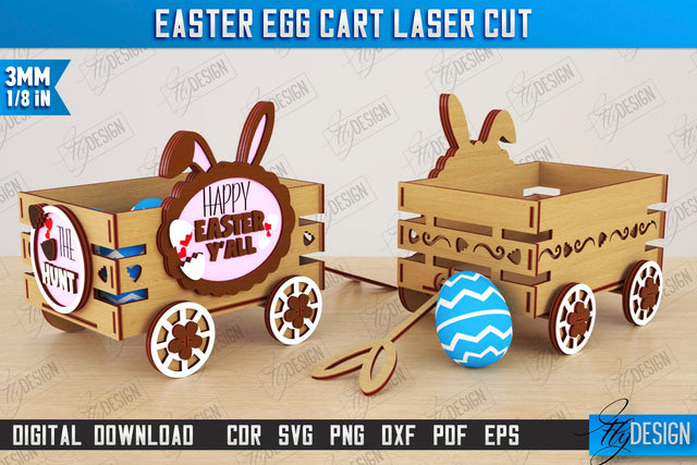 Easter Egg Cart | Easter Egg Holder | Candy Treat Box | Easter Bunny | CNC File SVG Fly Design 