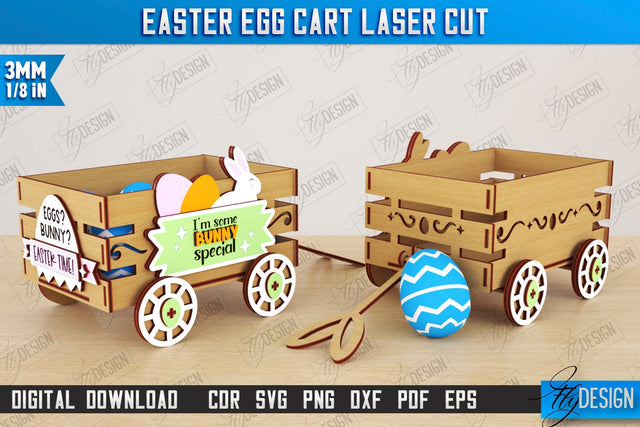 Easter Egg Cart | Easter Egg Holder | Candy Treat Box | Easter Bunny | CNC File SVG Fly Design 
