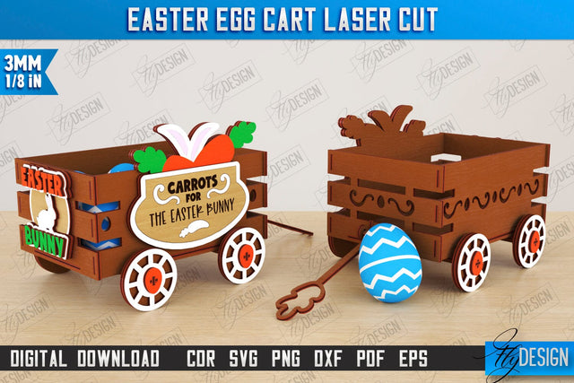 Easter Egg Cart | Easter Egg Holder | Candy Treat Box | Easter Bunny | CNC File SVG Fly Design 