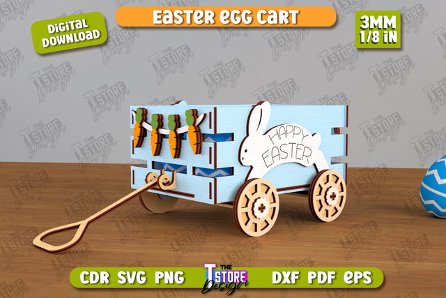 Easter Egg Cart | Easter Egg Holder | Candy Treat Box | Easter Bunny | CNC File SVG The T Store Design 