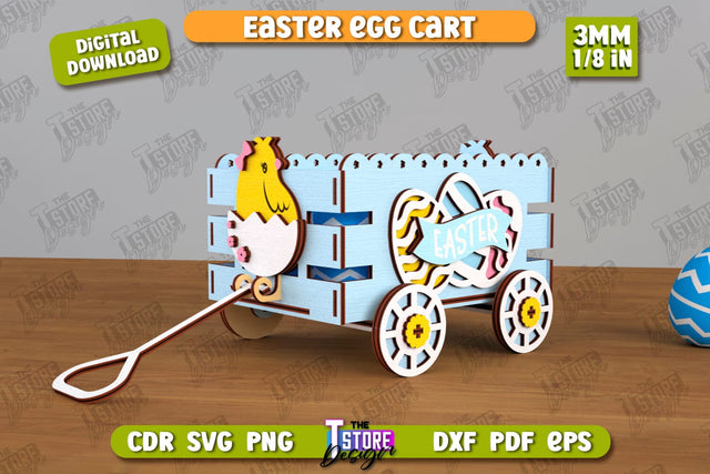 Easter Egg Cart | Easter Egg Holder | Candy Treat Box | Easter Bunny | CNC File SVG The T Store Design 