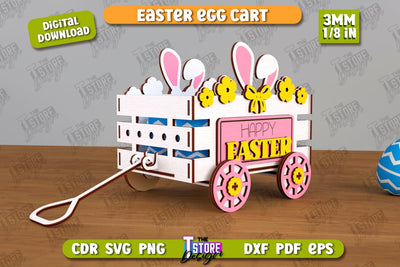 Easter Egg Cart | Easter Egg Holder | Candy Treat Box | Easter Bunny | CNC File SVG The T Store Design 