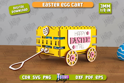 Easter Egg Cart | Easter Egg Holder | Candy Treat Box | Easter Bunny | CNC File SVG The T Store Design 
