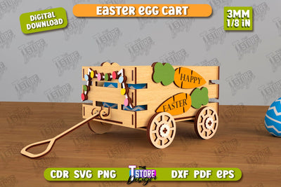 Easter Egg Cart | Easter Egg Holder | Candy Treat Box | Easter Bunny | CNC File SVG The T Store Design 