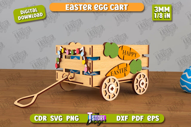Easter Egg Cart | Easter Egg Holder | Candy Treat Box | Easter Bunny | CNC File SVG The T Store Design 