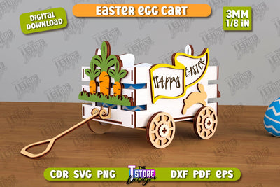 Easter Egg Cart | Easter Egg Holder | Candy Treat Box | Easter Bunny | CNC File SVG The T Store Design 