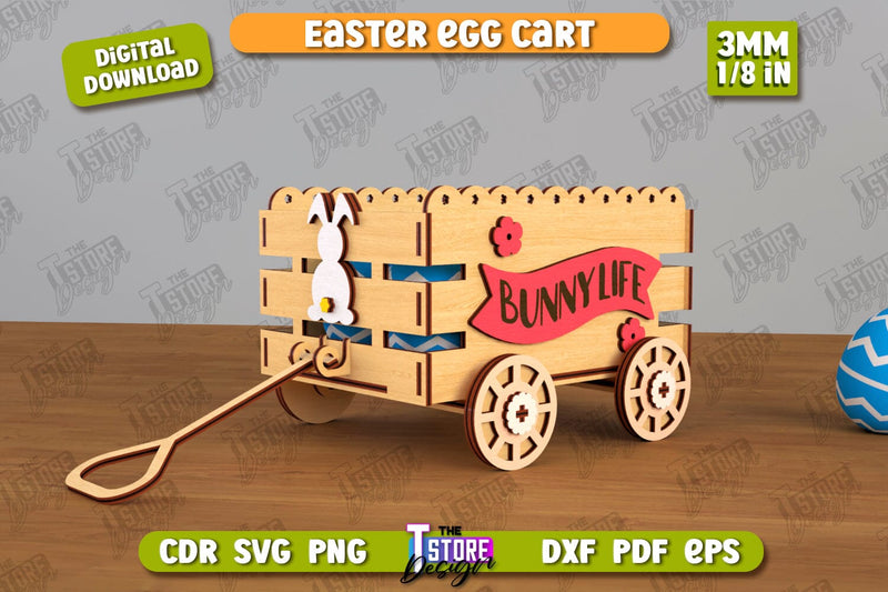 Easter Egg Cart | Easter Egg Holder | Candy Treat Box | Easter Bunny | CNC File SVG The T Store Design 