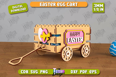 Easter Egg Cart | Easter Egg Holder | Candy Treat Box | Easter Bunny | CNC File SVG The T Store Design 
