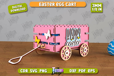 Easter Egg Cart | Easter Egg Holder | Candy Treat Box | Easter Bunny | CNC File SVG The T Store Design 