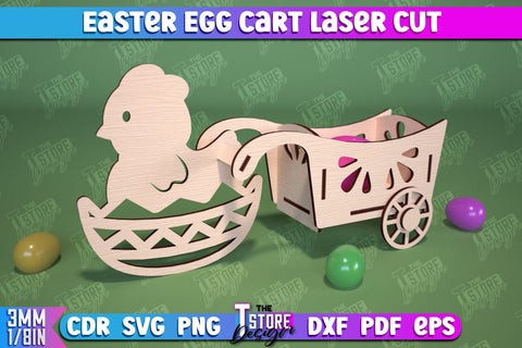 Easter Egg Cart Laser Cut Bundle, Happy Easter Egg Holders SVG, Easter Box, Easter Bunny Single Egg Holder, Easter Eggs Holder Stand SVG The T Store Design 