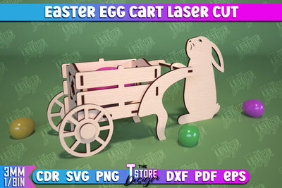Easter Egg Cart Laser Cut, Happy Easter Egg Holder Design, Easter Bunny Single Egg Holder SVG SVG The T Store Design 
