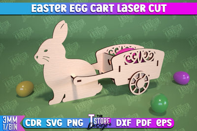 Easter Egg Cart Laser Cut, Happy Easter Egg Holder Design, Easter Bunny Single Egg Holder SVG SVG The T Store Design 