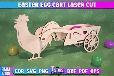 Easter Egg Cart Laser Cut, Happy Easter Egg Holder Design, Easter Bunny Single Egg Holder SVG SVG The T Store Design 