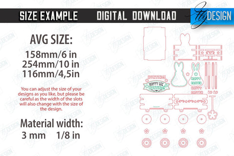 Easter Egg Carts Bundle | Easter Egg Holder | Candy Treat Box | Easter Bunny | CNC Files SVG Fly Design 
