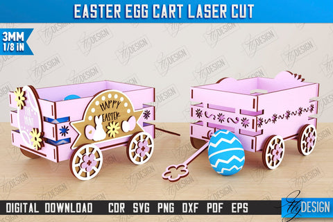 Easter Egg Carts Bundle | Easter Egg Holder | Candy Treat Box | Easter Bunny | CNC Files SVG Fly Design 