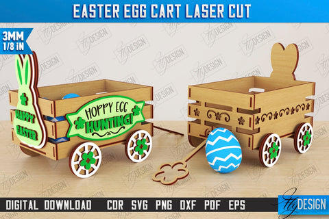 Easter Egg Carts Bundle | Easter Egg Holder | Candy Treat Box | Easter Bunny | CNC Files SVG Fly Design 