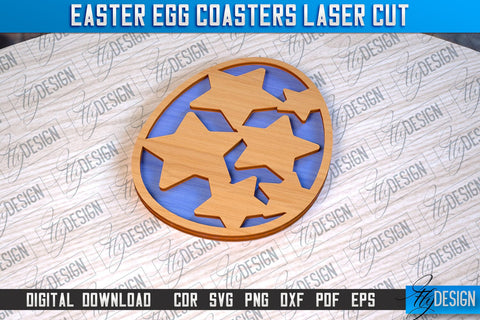 Easter Egg Coasters | Laser Cutting File | CNC File SVG Fly Design 