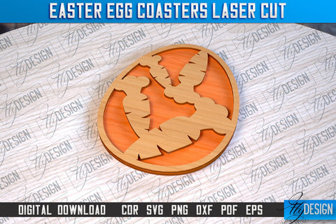 Easter Egg Coasters | Laser Cutting File | CNC File SVG Fly Design 