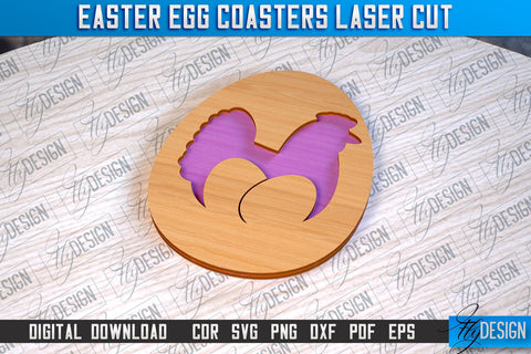 Easter Egg Coasters | Laser Cutting File | CNC File SVG Fly Design 