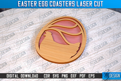 Easter Egg Coasters | Laser Cutting File | CNC File SVG Fly Design 