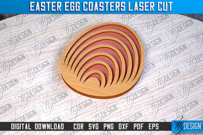 Easter Egg Coasters | Laser Cutting File | CNC File SVG Fly Design 