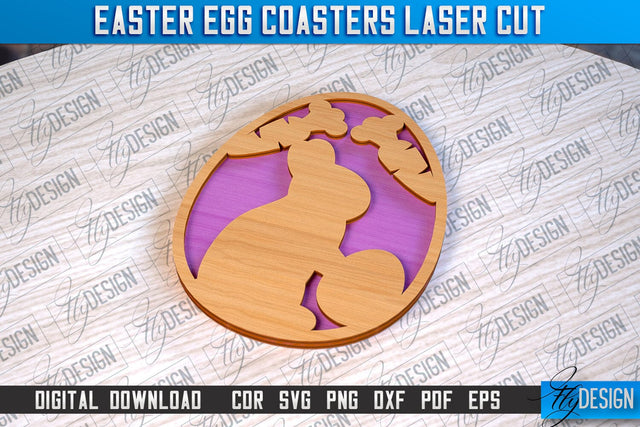 Easter Egg Coasters | Laser Cutting File | CNC File SVG Fly Design 
