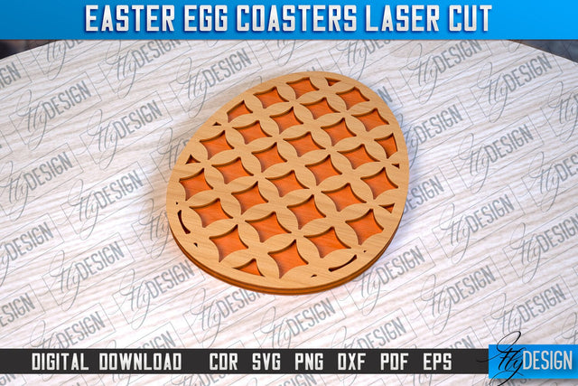 Easter Egg Coasters | Laser Cutting File | CNC File SVG Fly Design 