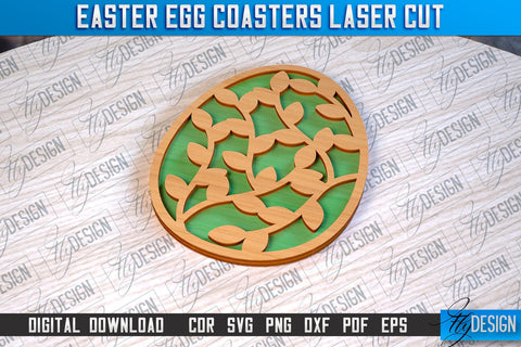 Easter Egg Coasters | Laser Cutting File | CNC File SVG Fly Design 