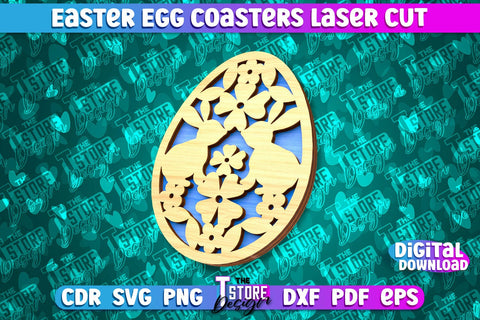 Easter Egg Coasters | Laser Cutting File | CNC File SVG The T Store Design 