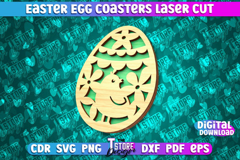 Easter Egg Coasters | Laser Cutting File | CNC File SVG The T Store Design 