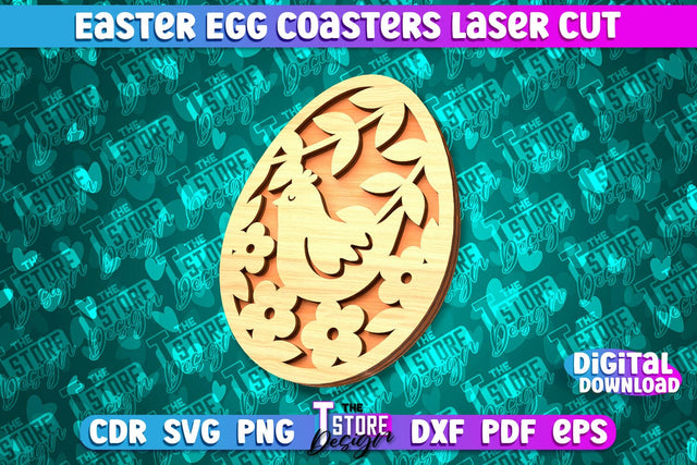 Easter Egg Coasters | Laser Cutting File | CNC File SVG The T Store Design 