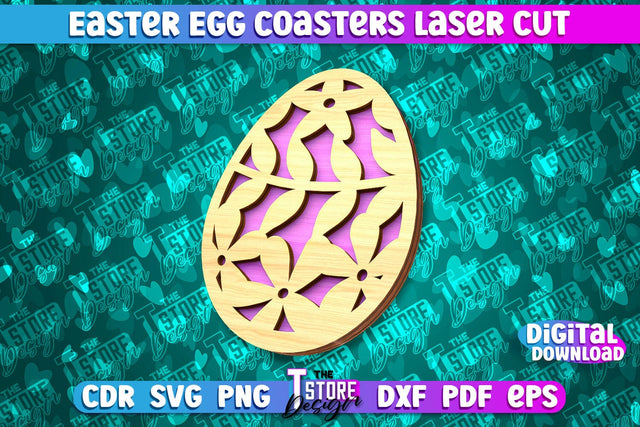 Easter Egg Coasters | Laser Cutting File | CNC File SVG The T Store Design 