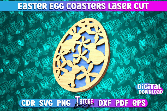 Easter Egg Coasters | Laser Cutting File | CNC File SVG The T Store Design 