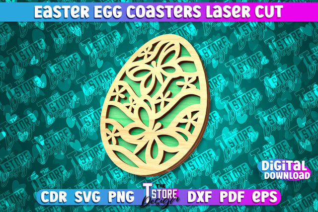 Easter Egg Coasters | Laser Cutting File | CNC File SVG The T Store Design 