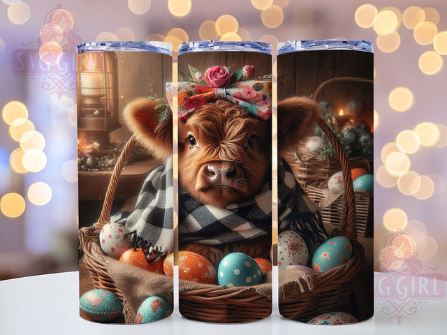 Easter Egg Highland Cow Tumbler, Easter Egg Tumbler, Farm Cow Wrap, Stylish 20oz Wrap, Sublimation Design, Trendy Gift Idea, Inspirational Easter Tumbler Sublimation SvggirlplusArt 