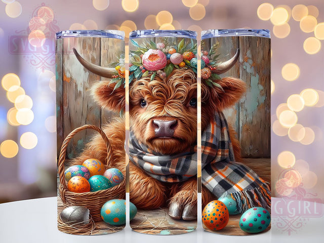 Easter Egg Highland Cow Tumbler, Easter Egg Tumbler, Farm Cow Wrap, Stylish 20oz Wrap, Sublimation Design, Trendy Gift Idea, Inspirational Easter Tumbler Sublimation SvggirlplusArt 