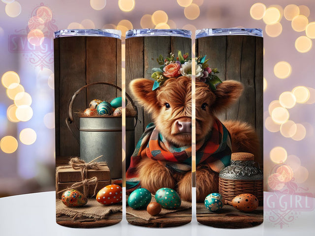 Easter Egg Highland Cow Tumbler, Easter Egg Tumbler, Farm Cow Wrap, Stylish 20oz Wrap, Sublimation Design, Trendy Gift Idea, Inspirational Easter Tumbler Sublimation SvggirlplusArt 
